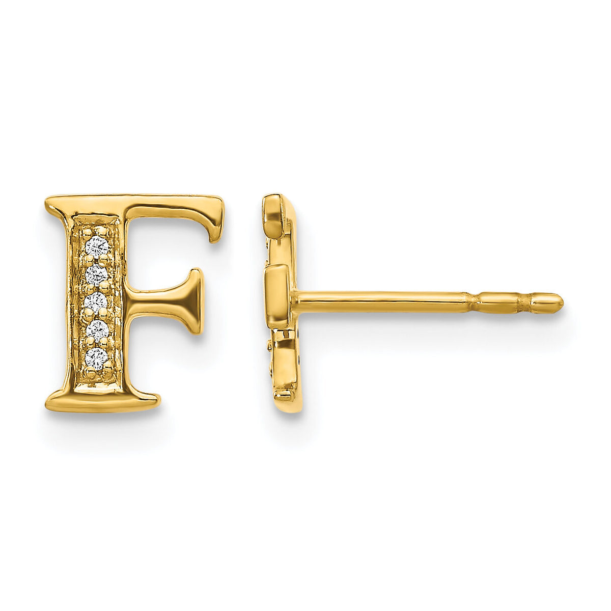 14k Diamond Initial F Earrings-EM4170F-003-YA