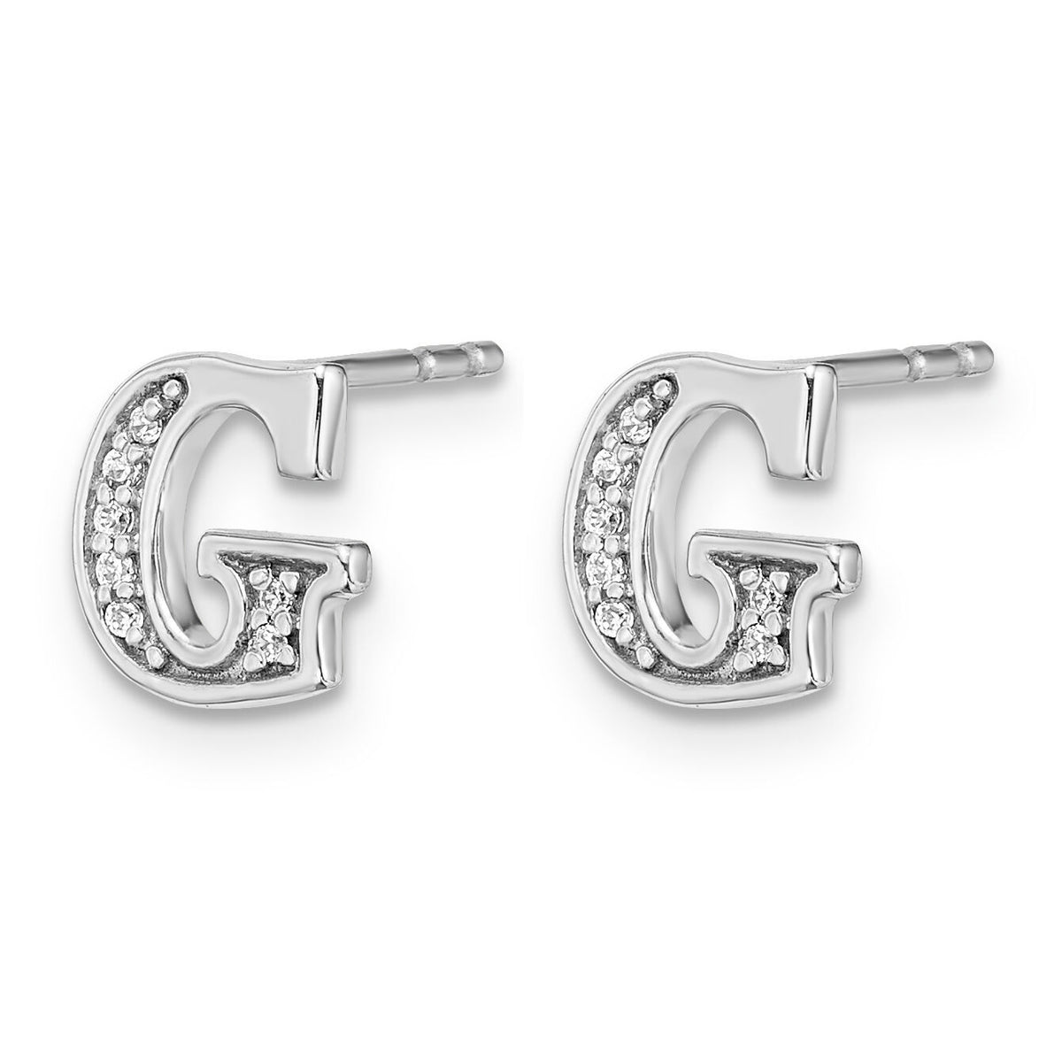 14k White Gold Diamond Initial G Earrings-EM4170G-005-WA