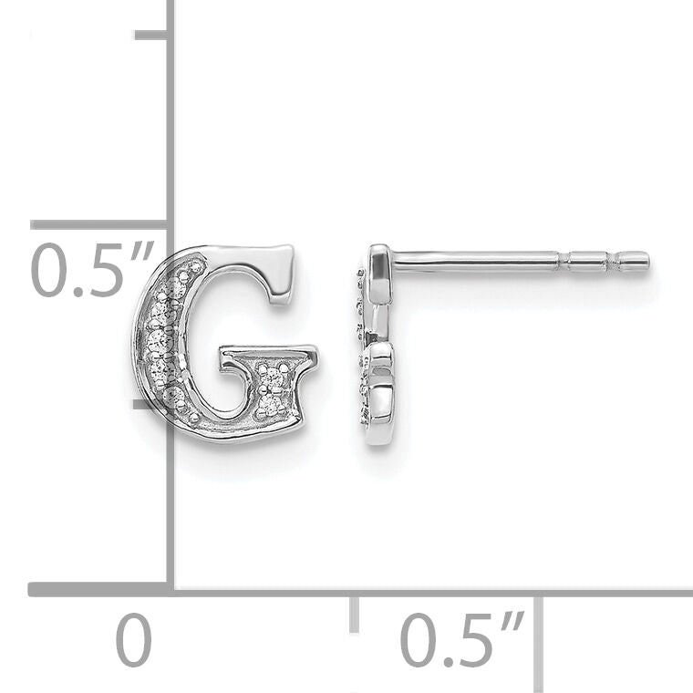 14k White Gold Diamond Initial G Earrings-EM4170G-005-WA