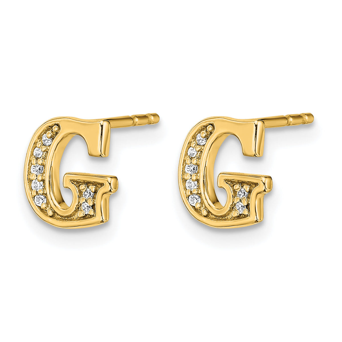 14k Diamond Initial G Earrings-EM4170G-005-YA