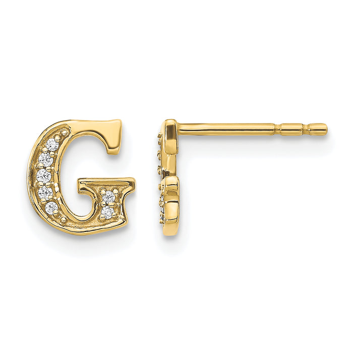 14k Diamond Initial G Earrings-EM4170G-005-YA