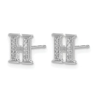 14k White Gold Diamond Initial H Earrings-EM4170H-006-WA