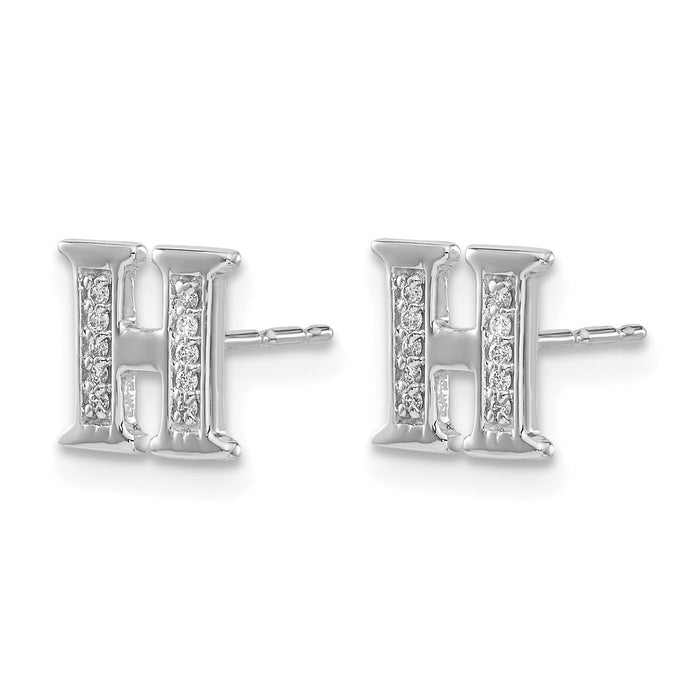 14k White Gold Diamond Initial H Earrings-EM4170H-006-WA