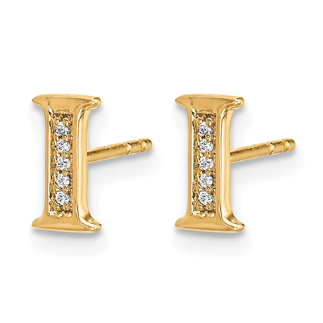 14k Diamond Initial I Earrings-EM4170I-003-YA