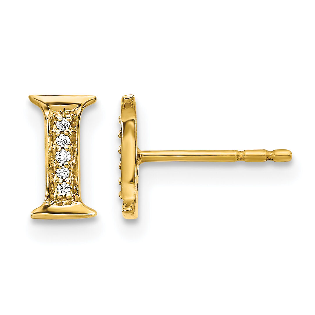 14k Diamond Initial I Earrings-EM4170I-003-YA