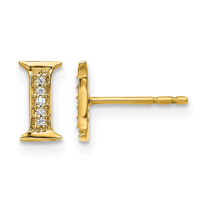 14k Diamond Initial I Earrings-EM4170I-003-YA