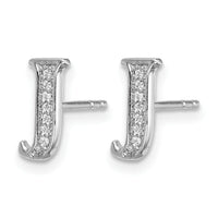 14k White Gold Diamond Initial J Earrings-EM4170J-004-WA