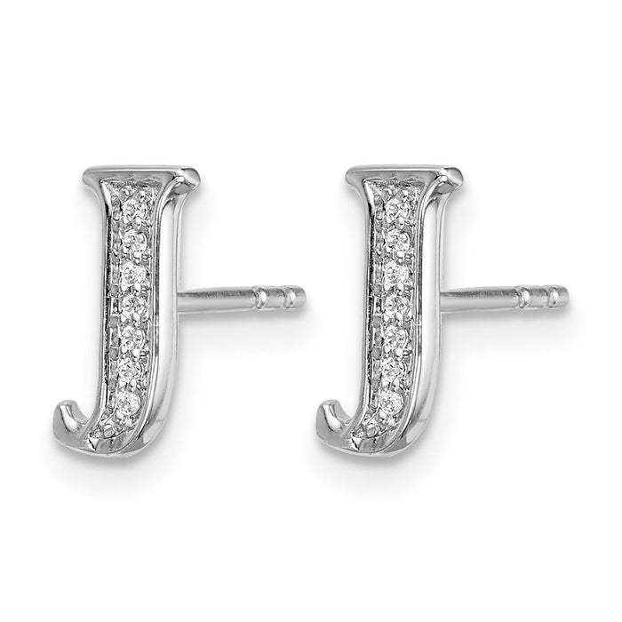 14k White Gold Diamond Initial J Earrings-EM4170J-004-WA