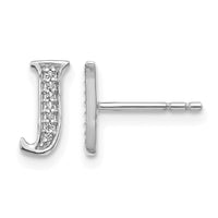 14k White Gold Diamond Initial J Earrings-EM4170J-004-WA