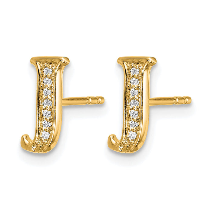 14k Diamond Initial J Earrings-EM4170J-004-YA