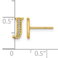 14k Diamond Initial J Earrings-EM4170J-004-YA