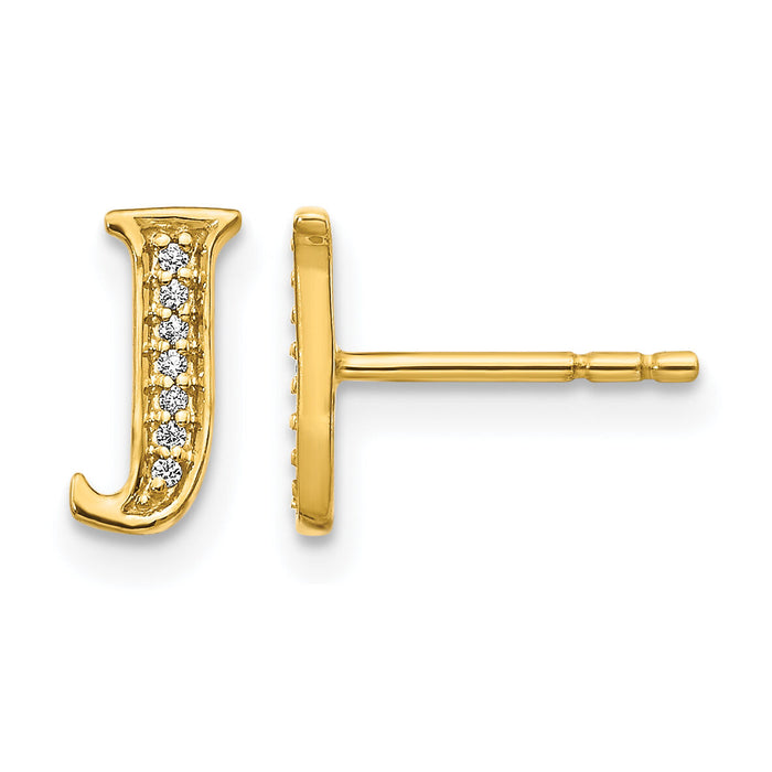 14k Diamond Initial J Earrings-EM4170J-004-YA