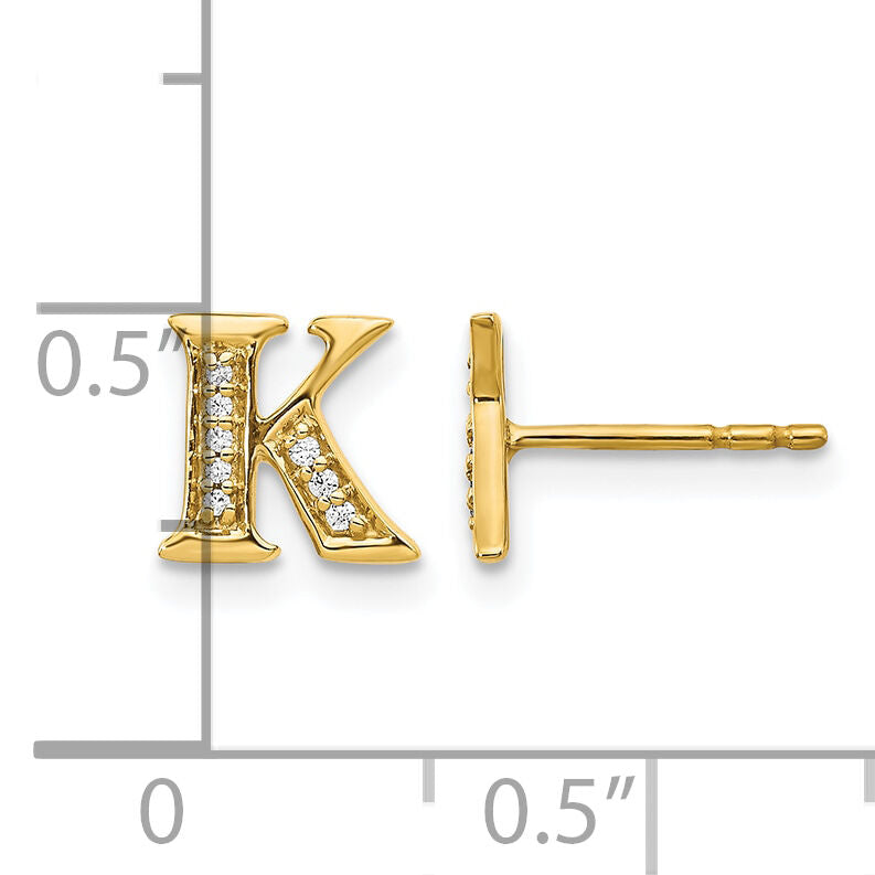 14k Diamond Initial K Earrings-EM4170K-005-YA