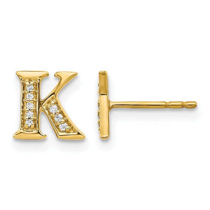 14k Diamond Initial K Earrings-EM4170K-005-YA