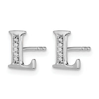 14k White Gold Diamond Initial L Earrings-EM4170L-003-WA