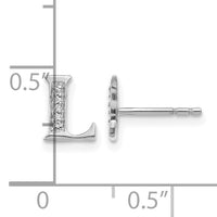 14k White Gold Diamond Initial L Earrings-EM4170L-003-WA