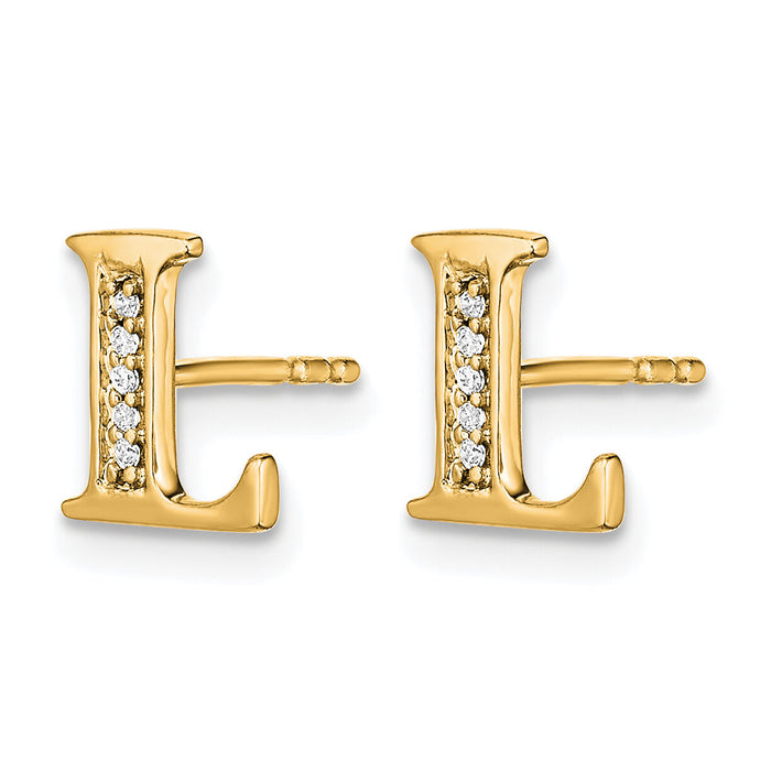 14k Diamond Initial L Earrings-EM4170L-003-YA