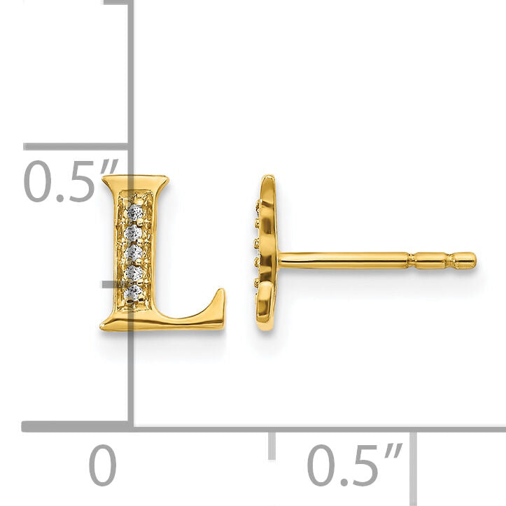 14k Diamond Initial L Earrings-EM4170L-003-YA