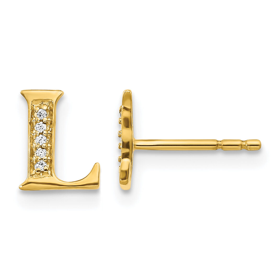 14k Diamond Initial L Earrings-EM4170L-003-YA