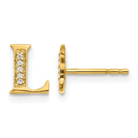 14k Diamond Initial L Earrings-EM4170L-003-YA