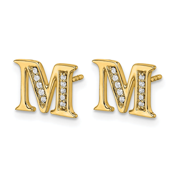 14k Diamond Initial M Earrings-EM4170M-007-YA
