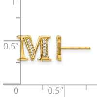 14k Diamond Initial M Earrings-EM4170M-007-YA
