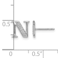 14k White Gold Diamond Initial N Earrings-EM4170N-004-WA
