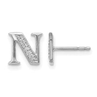 14k White Gold Diamond Initial N Earrings-EM4170N-004-WA