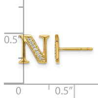 14k Diamond Initial N Earrings-EM4170N-004-YA