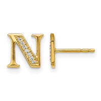 14k Diamond Initial N Earrings-EM4170N-004-YA