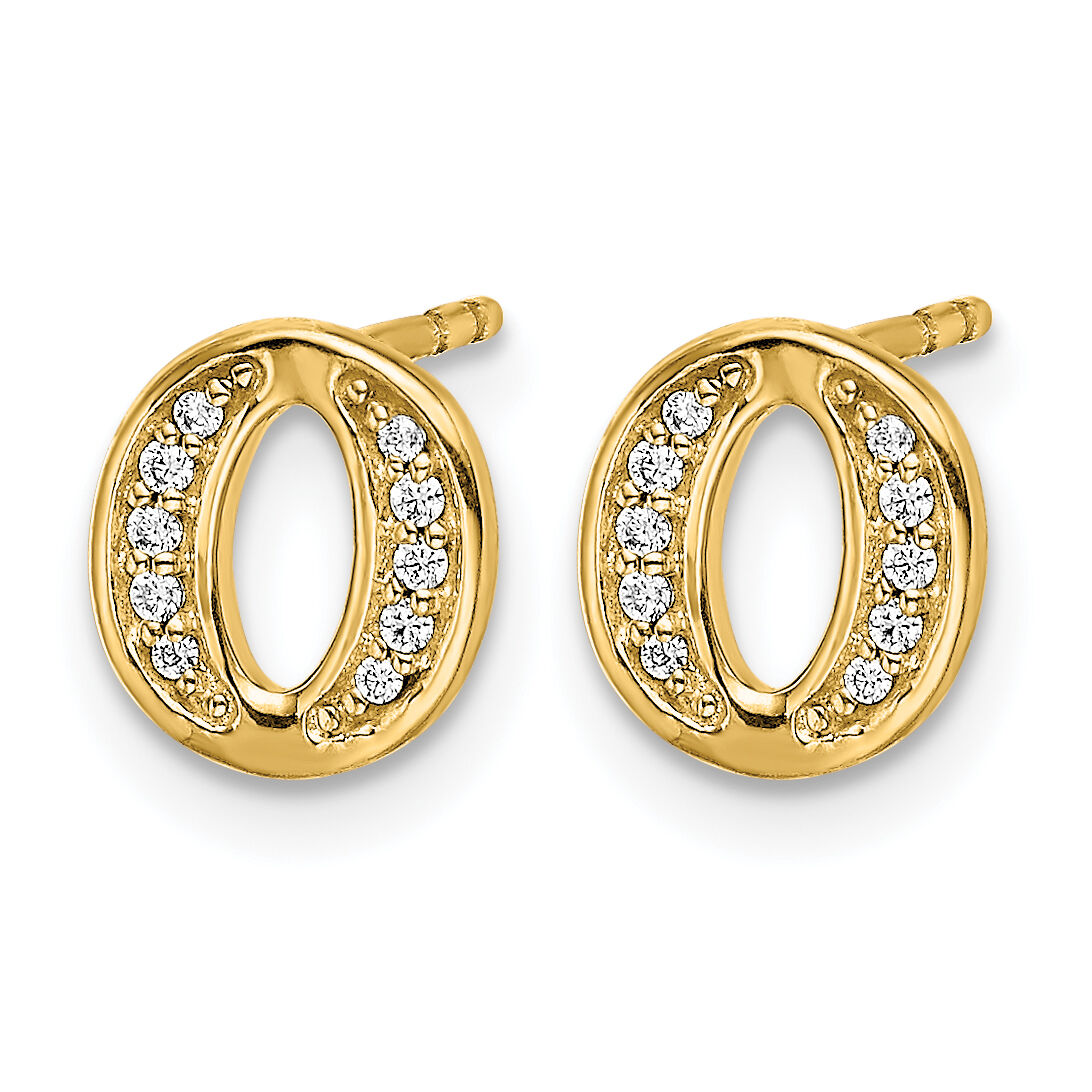 14k Diamond Initial O Earrings-EM4170O-007-YA