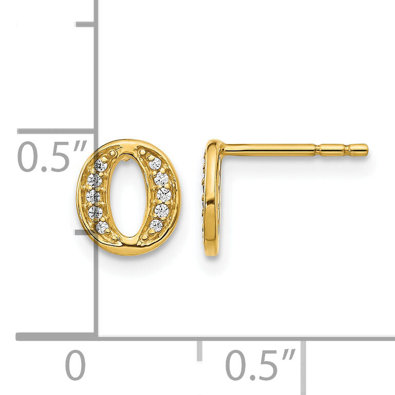 14k Diamond Initial O Earrings-EM4170O-007-YA