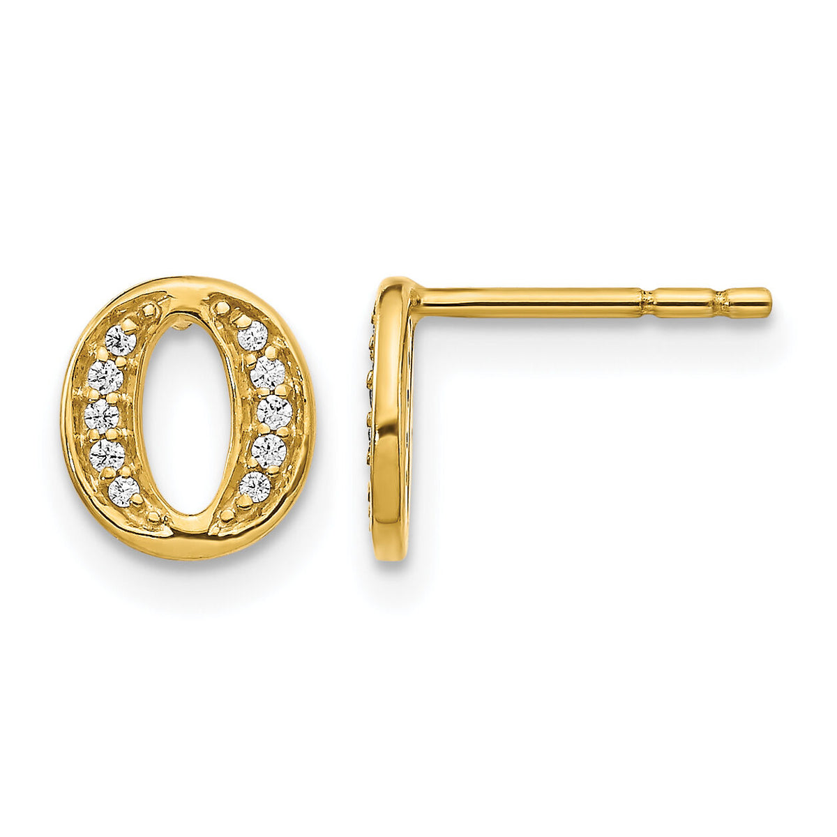 14k Diamond Initial O Earrings-EM4170O-007-YA