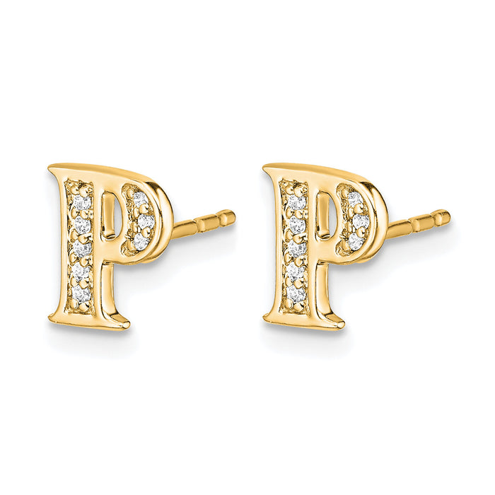 14k Diamond Initial P Earrings-EM4170P-006-YA
