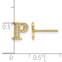 14k Diamond Initial P Earrings-EM4170P-006-YA