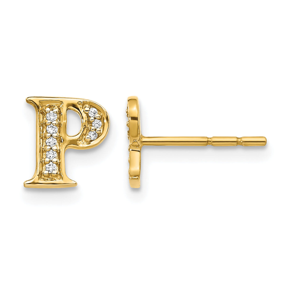 14k Diamond Initial P Earrings-EM4170P-006-YA