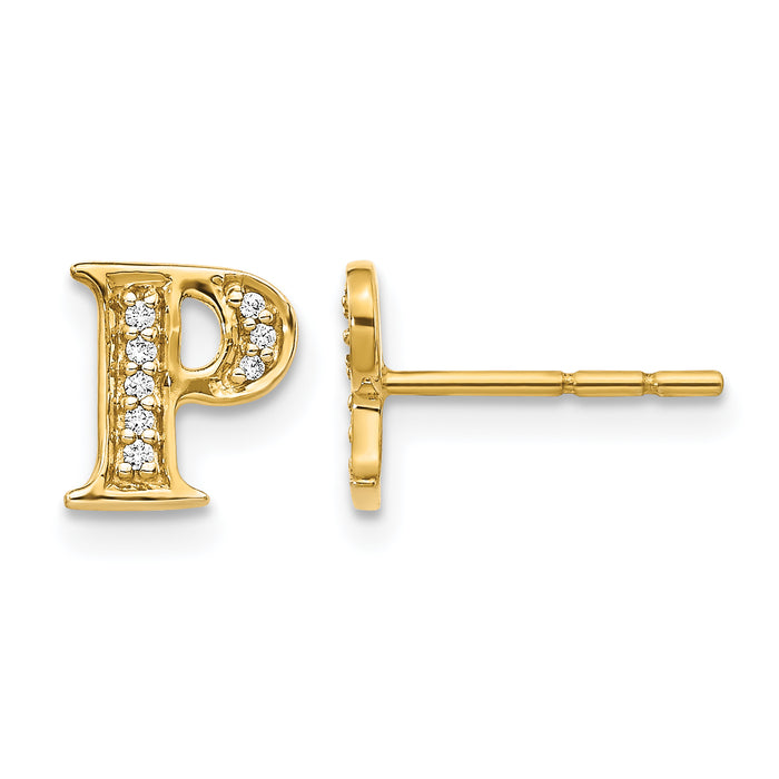 14k Diamond Initial P Earrings-EM4170P-006-YA