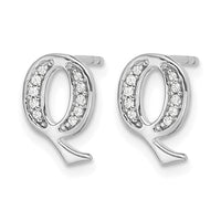 14k White Gold Diamond Initial Q Earrings-EM4170Q-007-WA