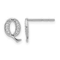 14k White Gold Diamond Initial Q Earrings-EM4170Q-007-WA