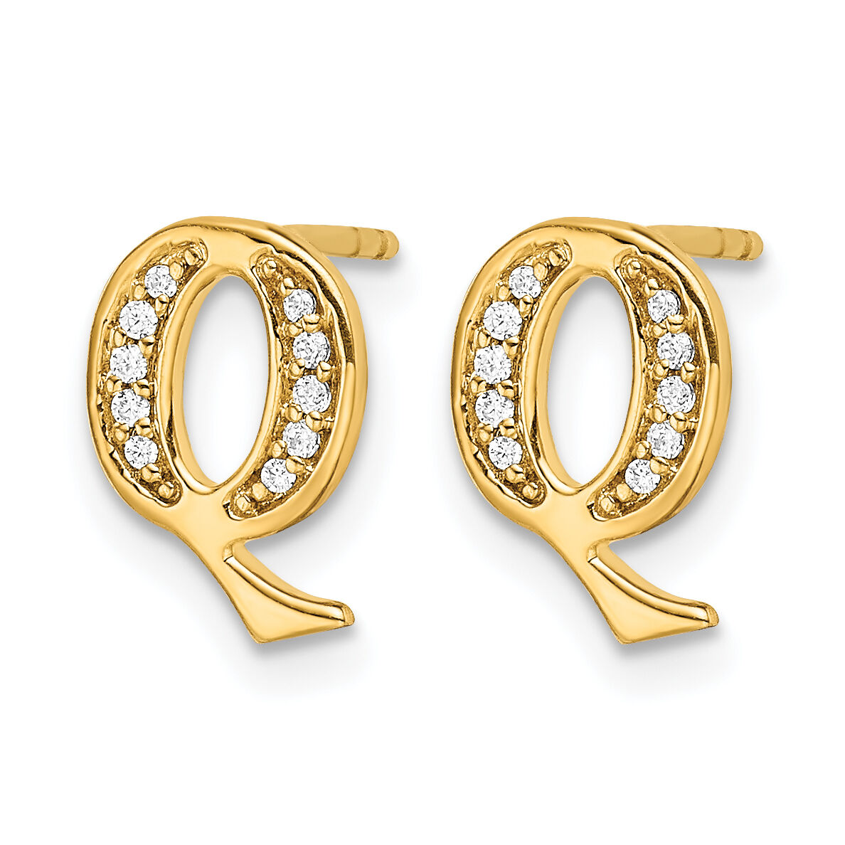 14k Diamond Initial Q Earrings-EM4170Q-007-YA