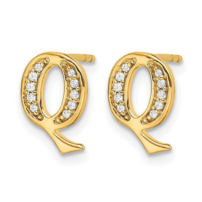 14k Diamond Initial Q Earrings-EM4170Q-007-YA