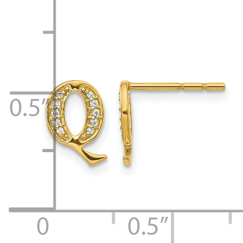 14k Diamond Initial Q Earrings-EM4170Q-007-YA