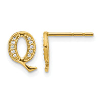 14k Diamond Initial Q Earrings-EM4170Q-007-YA