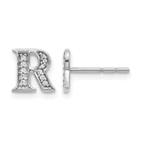 14k White Gold Diamond Initial R Earrings-EM4170R-008-WA