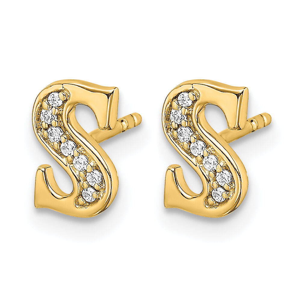 14k Diamond Initial S Earrings-EM4170S-005-YA