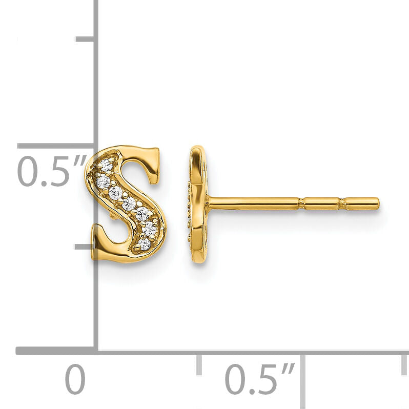 14k Diamond Initial S Earrings-EM4170S-005-YA
