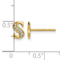 14k Diamond Initial S Earrings-EM4170S-005-YA