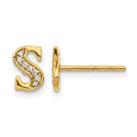 14k Diamond Initial S Earrings-EM4170S-005-YA