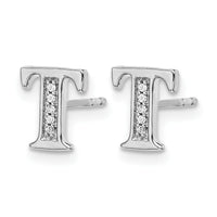 14k White Gold Diamond Initial T Earrings-EM4170T-003-WA