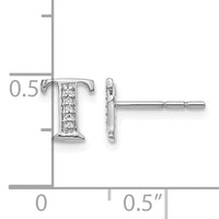 14k White Gold Diamond Initial T Earrings-EM4170T-003-WA